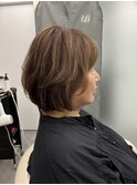 白髪ぼかしハイライト　レイヤーボブ