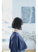段差無しの切りっぱなしボブ
