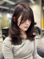 ブロウ ネックス ザ サロン 表参道(VLOW nex the salon)&nbsp;ボルドーカラー　ミディアムレイヤー韓国ヘア　掛札