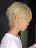 メンズブリーチマッシュハイトーンダブルカラーベージュカラー.