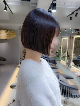 マロンベージュ/ボブ/前髪/レイヤー/髪質改善/縮毛矯正/横浜