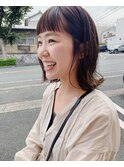 眉上バングとミディアムボブ◎杉浦 恵