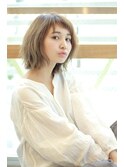 うぶバング×外ハネ×ミルクティージュカラー