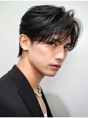 メンズボブウルフメンズミディアムレイヤーカットメンズウルフ