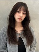 ミニウルフチェリーブラウンブリーチなしレイヤー韓国前髪/池袋