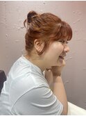 小川/ブリーチなしwカラーオレンジベージュヘアアレンジ
