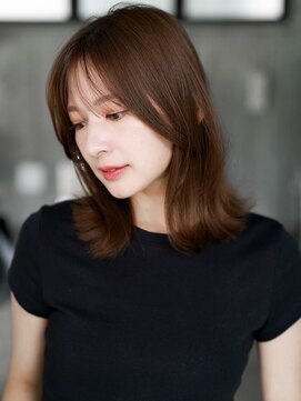 エインアンリー 明治神宮前(AIN.ANLY.) ◎デジタルパーマミディアムヘアコテ巻き風パーマ縮毛矯正韓国風