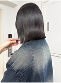 切りっぱなしボブ/前下がり/髪質改善/縮毛矯正/暗髪/グレージュ