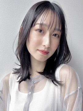 ケーツー エソラ池袋店(K-two) くびれミディアム×黒髪*レイヤーカット*ミディアムヘア*面長