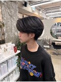 フェザーパーマ風センターパート