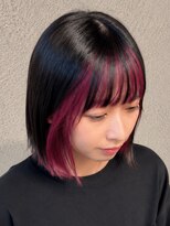 サラジュ 仁川店(SARAJU) 【デザインカラー特化】ボルドーインナー×切りっぱなしボブ