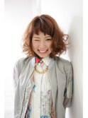 ショートバング×ボリューミ―ウェーブ