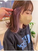 インナーカラーピンクラベンダーケアブリーチピンクベージュ