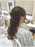 ねじり編みハーフアップ