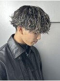 波巻きスパイラル メッシュ メンズパーマ アッシュブラック 新宿