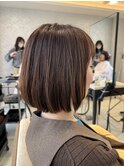 ナチュラルブラウン×ふんわりボブ