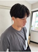 ニュアンスパーマ センターパート メンズパーマ 眉毛カット
