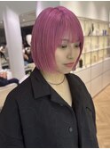 ハイトーン切りっぱなしボブ顔まわり小顔カットトリートメント