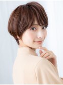 立体感ココアブラウン小顔丸みショートi古河20代30代40代