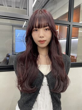 ニコ トウキョウ 渋谷(nico TOKYO) ダブルカラーチェリーレッドピンクブラウン韓国レイヤーロング