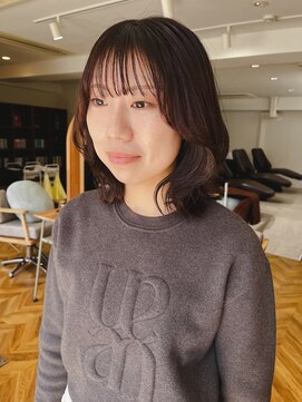 ハク メゾン(HaKU maison) ミディアムレイヤー/大人くびれ外はねヘア/毛流れサイドバング