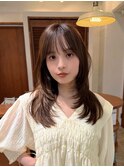 透明感ブラウン×韓国風レイヤーミディ