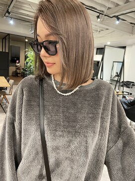 ナンバー(number+) 大人可愛いグレージュダブルカラーボブ透明感小顔