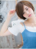 斜めバング前下がりで小顔ミニウルフショートc5越谷20代30代40代