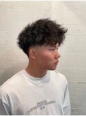 MEN'S HAIRマッシュウルフアッシュブラックカルマパーマ