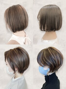 アース 明石店(EARTH) 20代30代大人可愛い小顔ボブ前下がりショートハイライト