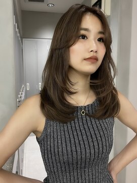 サイン 表参道(SIGN) 韓国ヘアーハッシュカットレイヤーカットグレージュブリーチ無し