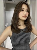韓国ヘアーハッシュカットレイヤーカットグレージュブリーチ無し