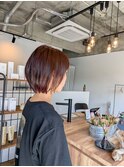 ショートボブ、レッドブラウンカラー