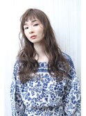 ウェーブ×大人ロング×前髪あり20代30代40代ベージュ透明感