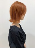 【LA PENSEE】オレンジベージュ 外ハネボブ　韓国 テラコッタ