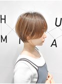 レイヤー丸みショート20代30代40代50代オリーブグレージュ