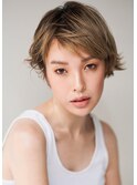 大人ハイライトグレージュショート40代50代
