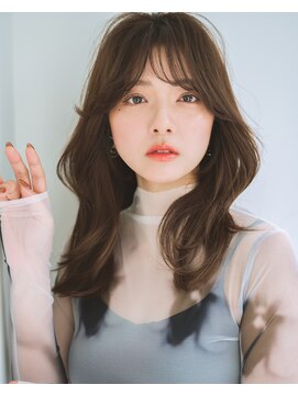 リトル ひたちなか(little) くびれミディアムレイヤー韓国ヘア前髪カット
