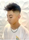 黒髪短髪/ジェットモヒカン風ショート/スキンフェード