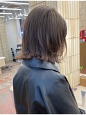 ブリーチなし切りっぱなしボブミディアムレイヤーボブ冬カラー