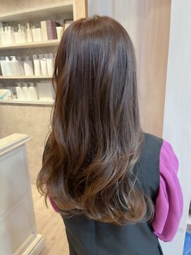 キャアリー(Caary) 福山人気艶々ロングヘアブリーチなしショコラベージュ巻き髪小顔