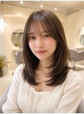 レイヤーカット/シースルーバング/暗髪