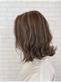 大人可愛い外ハネボブ×ハイライト/バレイヤージュ/ベージュ