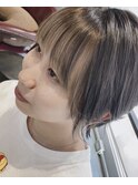 前髪インナーカラー×イヤリングカラー☆艶カラーショート○中島