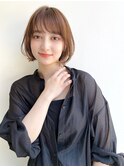 大人ショートボブ前髪ありフェイスレイヤーマッシュ丸顔K0807