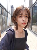 ミディアムレイヤーカットボブウルフ/10代20代/インナーカラー
