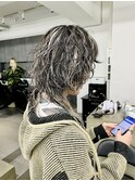 メンズホワイトハイライトウルフ