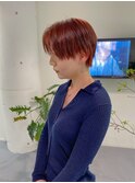 レッドブラウン/ブリーチなしダブルカラー/ハンサムショート