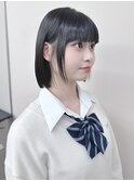 =モードミニボブ顎ラインボブ前下がりボブぱっつんボブ黒髪ボブ
