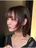 顔周りレイヤーカットくびれヘアミルクティーベージュカラー
